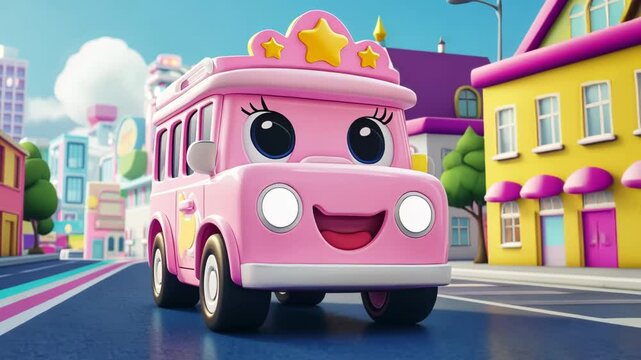 Playful Cartoon Transportation Vector Set for Kids Featuring Cars Buses Trains and Trucks