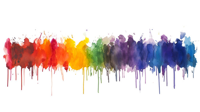 Vibrant Rainbow Watercolor Splashes   Drips  Abstract Art Background Texture