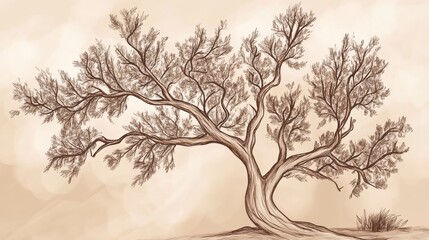 Majestic Pine Tree Drawing: A Detailed Vintage Nature Art Print
