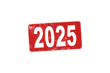 2025 year stamp and stamping hand. Abstract concept.