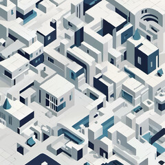 3D cityscape panorama birds eye view vector