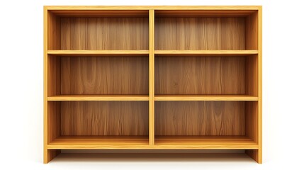 A wooden bookshelf with six shelves