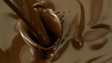 Freeze Motion of Whirling Melted Chocolate , Close-up
