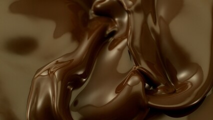 Freeze Motion of Whirling Melted Chocolate , Close-up