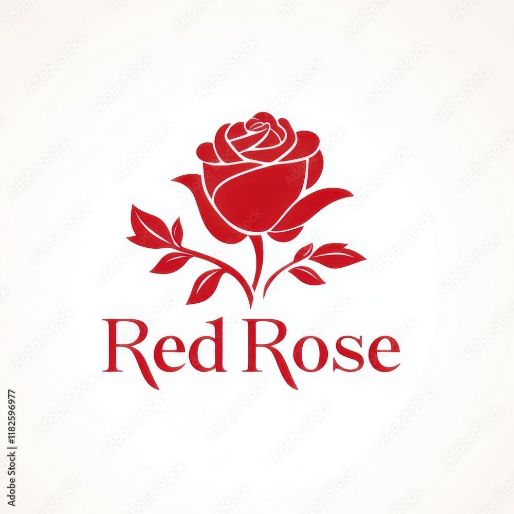 Poster design a logo with an image of a red rose and the inscription 