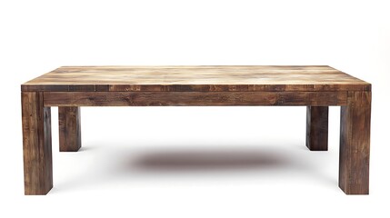 A wooden table with a dark brown color