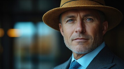 A person wearing a hat and a formal suit, ideal for business or professional settings