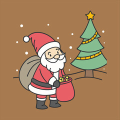 Christmas day drawing Santa  vector design.