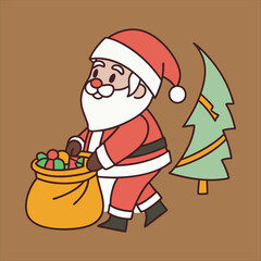 Christmas day drawing Santa  vector design.