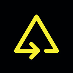 Rotation of the arrow in the triangle icon. Symbol of movement or direction, processing or circulation. Movement of arrows in the form of a triangle.