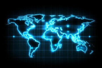 Global Connectivity Map with Glowing Blue Connections