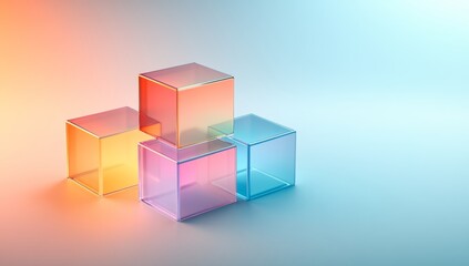 Fototapeta premium Modern Isometric Blocks and Cubes with Glass-Like Textures