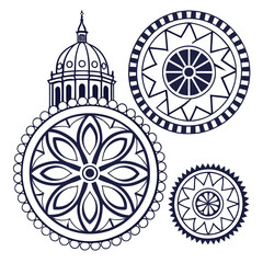 Circular geometric frames with intricate details Illustrator Artwork