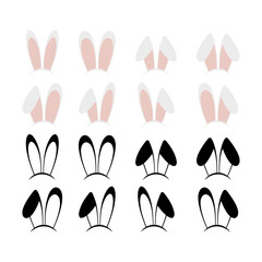 Rabbit ear hat icons set.Rabbit ear hat icon collection.Flat  style.Vector illustration.