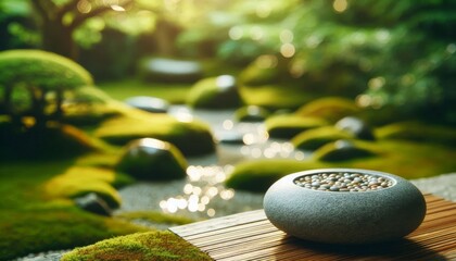 Japanese Zen Garden - Traditional Modern Aesthetics - Dry, Stone, Tea, Zen - Gravel Sand with Lanterns, Pond, Moss Stones, Bonsai, Streams, Stones - Buddhism Garden Meditation Prayer Shrine Temple