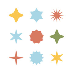 Star icon collection.Black stars icon set. Sparkle star icon set.