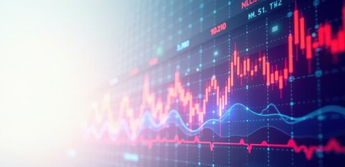 Abstract digital background with financial graph and glowing lines , research, abstract