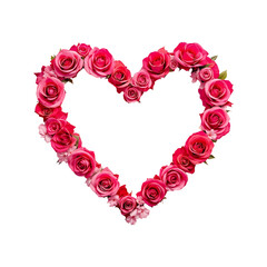 Valentine's day rose flowers heart shape with the isolated on transparent background.  