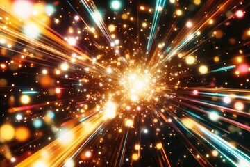 A vibrant starburst with multiple bright lights in the background