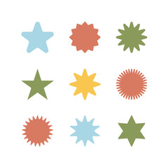 Star icon collection.Black stars icon set. Sparkle star icon set.