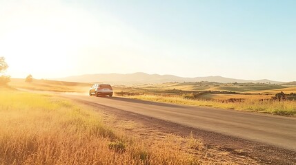 Modern Hydrogen Car on Scenic Route