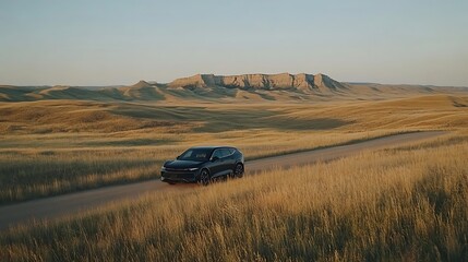 Sleek Modern Hydrogen Car on Scenic Route
