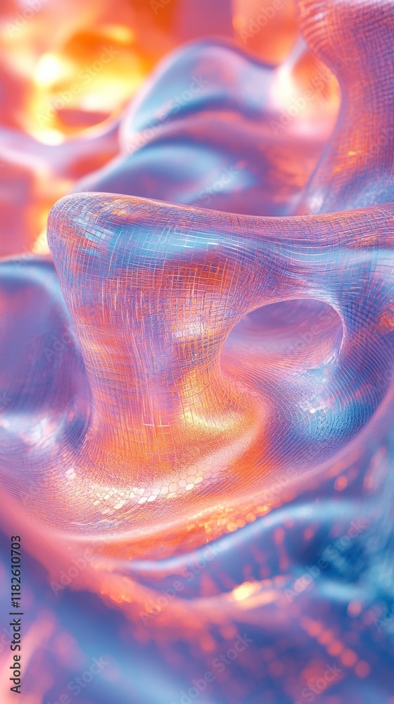 Aufkleber Abstract Digital Waves and Grid in Soft Pastel Tones Symbolizing Harmonious Online Interactions
