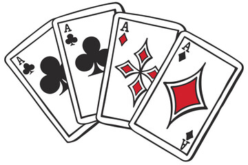 playing card suits, spades, diamonds, clubs, hearts, black and red symbols, simple geometric shapes, classic design, vector graphics, clean lines, iconic imagery, gambling motif, deck of cards, casino