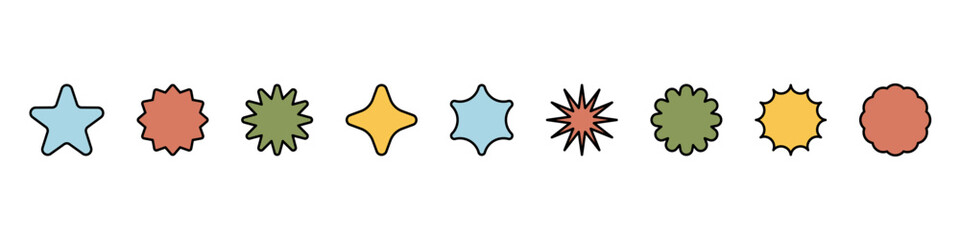 Star icon collection.Black stars icon set. Sparkle star icon set.