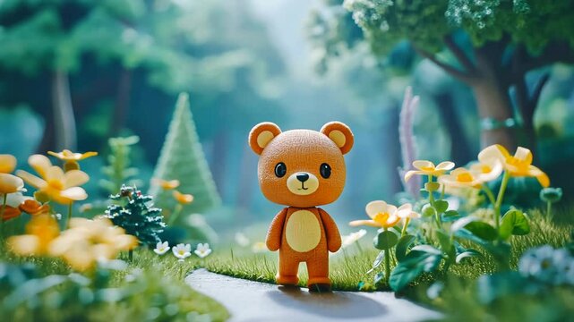 Cute Cartoon Teddy Bear with Holiday Gift Vector Illustration