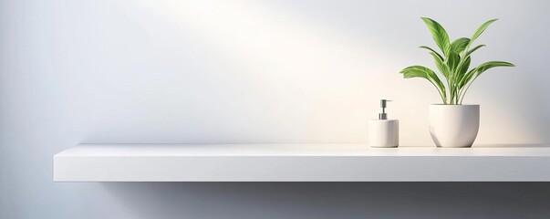 Floating vanity in monochrome with clean lines, minimalist and chic