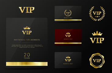 Premium golden VIP Card with elegant vip card template. Modern business card for members only. Luxury design.