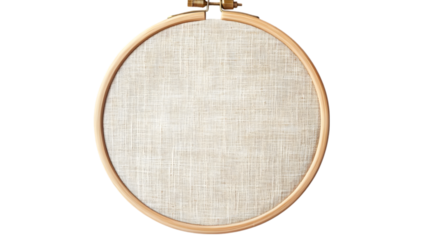 Beige Linen Fabric in Wooden Embroidery Hoop  Craft Supplies  Texture Background  Sewing