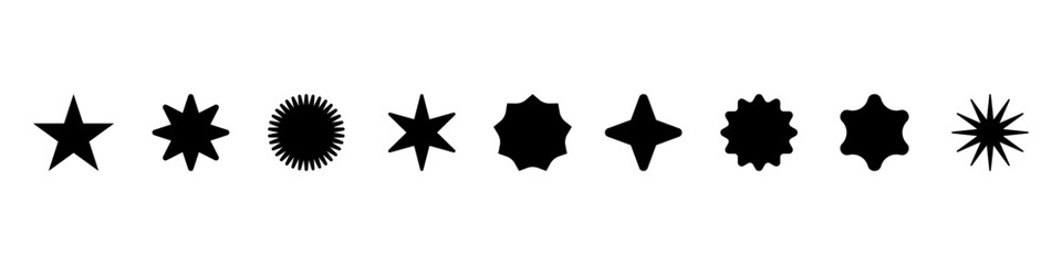 Star icon collection.Black stars icon set. Sparkle star icon set.