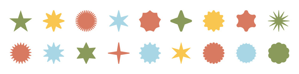 Star icon collection.Black stars icon set. Sparkle star icon set.