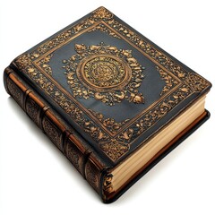 Fototapeta premium Intricately designed Quran cover with Islamic motifs isolated on white