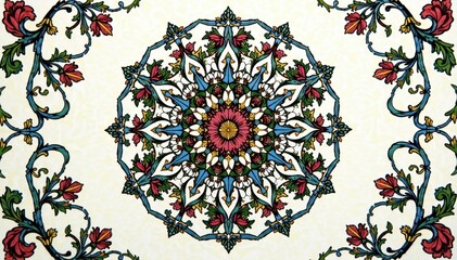 Elegant black line mandala, swirling vines & leaves, perfect symmetry , symmetrical, black