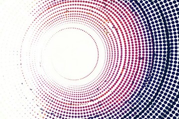 Circular halftone pattern, dotted concentric rings Isolated on white , circular, white
