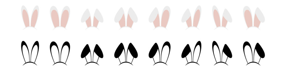 Rabbit ear hat icons set.Rabbit ear hat icon collection.Flat  style.Vector illustration.