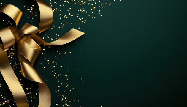 Celebration Of Grand Opening With Gold Ribbon On Dark Green Theme To Create A Happy And Joyous Atmosphere At The Party.