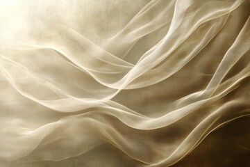 Obraz premium Smooth, sheer fabric drapes gracefully, creating an abstract pattern with warm light enhancing its delicate texture