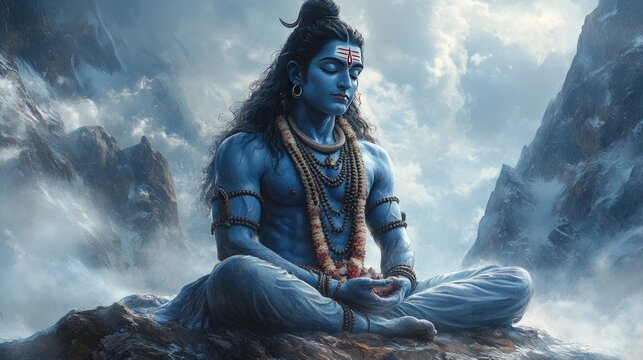 Divine meditation of lord shiva in the himalayas