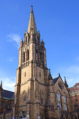Fototapeta premium Church of the Covenant, historic church at 67 Newbury Street in Back Bay neighborhood of Boston, Massachusetts