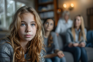 Obraz premium A compassionate and understanding school counseling session for a young student facing academic and personal difficulties