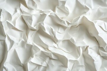 Obraz premium Crumpled white paper texture displaying intricate folds and creases illuminated by soft light