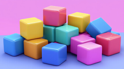 Obraz premium Sold of cubes. 3D illustration of cubes.