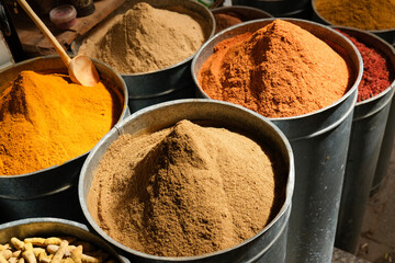 Fes, Morocco. Exotic spices for sale in the medina.