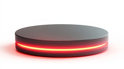 3D podium with a minimal, modern design, glowing with soft red light, isolated on white for Valentine's Day