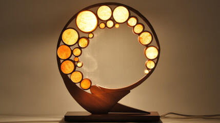 Lamp of the particles. Table lamp consists of circles and points. Vector illustration