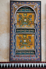 Fes, Morocco. Hand painted door panel in with floral design